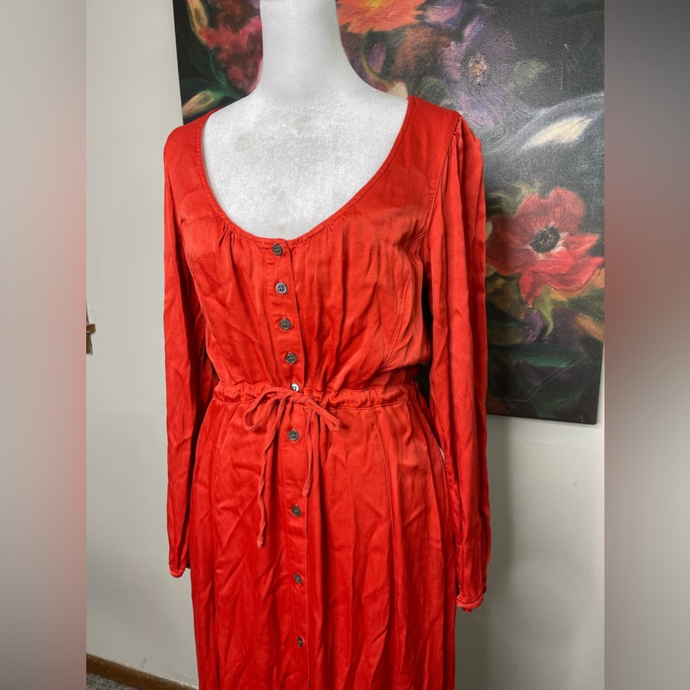 Raquel Allegra Red Silk Midi Dress Sz 2 US 8-10 Quiet Luxury Retail 495 - Picture 4 of 12